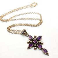 Esclusiva collana crocefisso argento ametiste