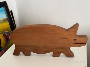 Tagliere in legno massiccio, a forms di maialino