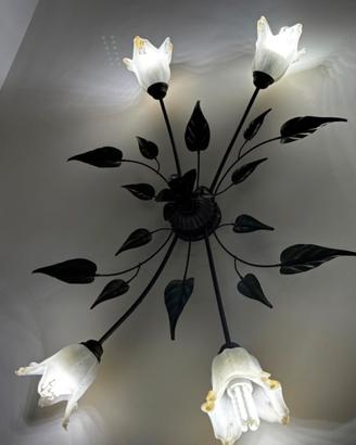 Lampadario in ferro battuto a 4 luci