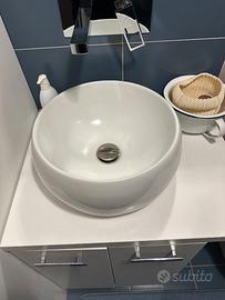 Lavabo d'appoggio 33 cm in ceramica bianco lucido