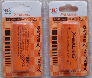 2 Batterie 26650 Polo Piatto 4,2V 8800 mAh