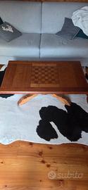 tavolino basso legno con  scacchiera