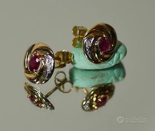 Orecchini Oro 18k - Rubini - Diamanti