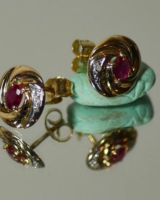 Orecchini Oro 18k - Rubini - Diamanti
