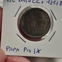 moneta da 1/2 baiocco 1851B