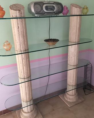 Libreria in vetro e travertino