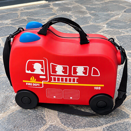 Valigia trolley bambini camion dei pompieri rossa