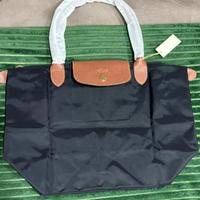 Borsa tote Longchamp nera e marrone chiaro
