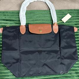 Borsa tote Longchamp nera e marrone chiaro