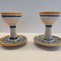 2 portauova in ceramica dipinti a mano
