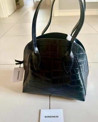 Borsa Borbonese Prestige in pelle cocco nera NUOVA