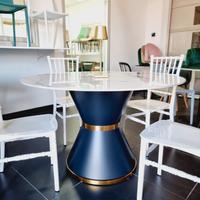 TAVOLO TONDO 120CM EFFETTO MARMO CON SEDIE EVENTI