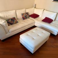 Divano artigianale pelle bianca