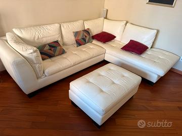 Divano artigianale pelle bianca