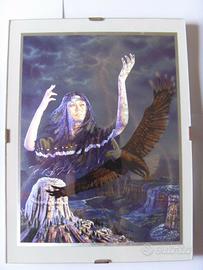 Quadro Etnico con Cornice Donna e Aquila