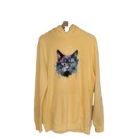 Felpa Taglia M  Gialla Unisex  con Gatto 