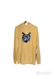 Felpa Taglia M  Gialla Unisex  con Gatto 