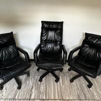 N.3 Poltrone in pelle per studio o ufficio