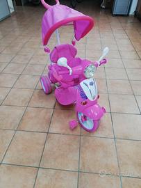 Triciclo Scooter Rosa A Spinta Con Pedali