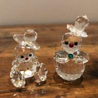 Orsetto e pupazzo di neve in vetro cristallo