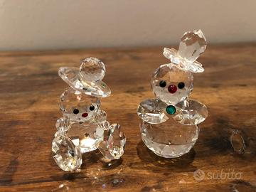 Orsetto e pupazzo di neve in vetro cristallo