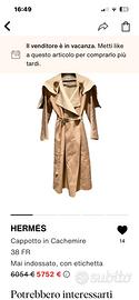 HERMÈS  CAPPOTTO DOUBLE FACE CASHMERE 80%