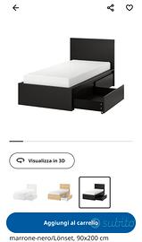 letto Ikea 90x200 con doghe e materasso