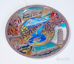 Piatto da muro decorativo in metallo Lago di Garda