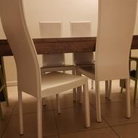 4 Sedie Sala da Pranzo in cuoio bianche