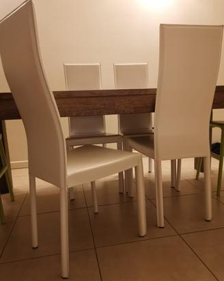 4 Sedie Sala da Pranzo in cuoio bianche