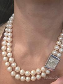 COLLANA PERLE ORO DIAMANTI