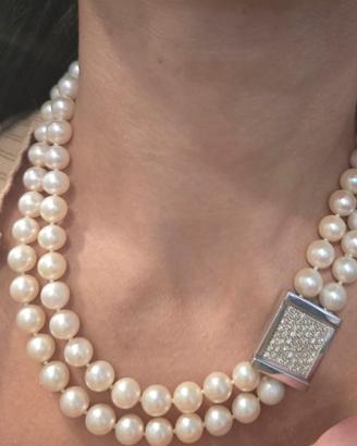 COLLANA PERLE ORO DIAMANTI