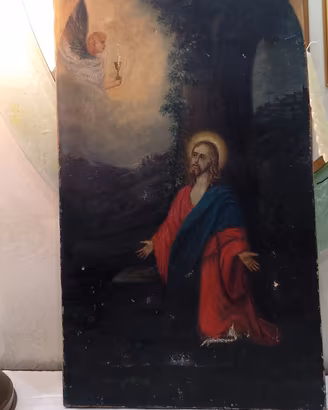 Pala d'altare dipinto olio Gesù orto Getsemani 