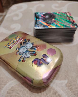 129 carte Pokemon lingue diverse e tin magneton