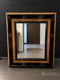 Specchiera vintage in radica 73x63 cm laccato nero
