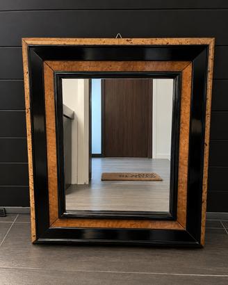 Specchiera vintage in radica 73x63 cm laccato nero