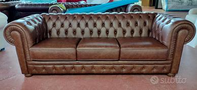Divano Chesterfield 3P Pelle Vintage Cuoio