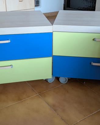 Comodini colorati per cameretta