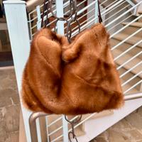 Black friday borsa in vero visone marron glacè