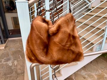 Black friday borsa in vero visone marron glacè