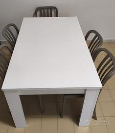 Tavolo bianco allungabile e sedie