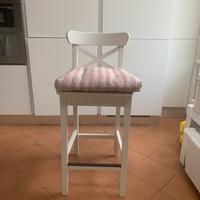 Sgabello Ikea in legno massello bianco