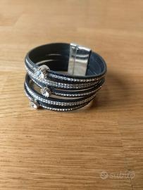 Braccialetto in cuoio e strass