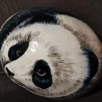 SASSO soprammobile DIPINTO A MANO - PANDA