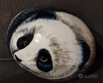 SASSO soprammobile DIPINTO A MANO - PANDA