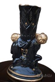 statua porta piante pietra dipinta a mano oro/nero