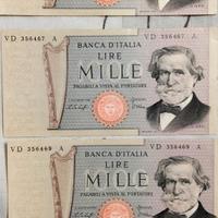 3 banconote da 1.000 Lire “Giuseppe Verdi” –