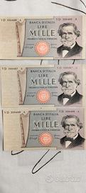 3 banconote da 1.000 Lire “Giuseppe Verdi” –