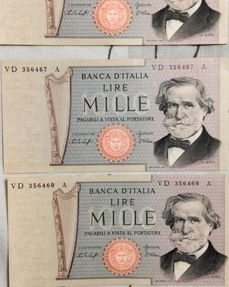 3 banconote da 1.000 Lire “Giuseppe Verdi” –