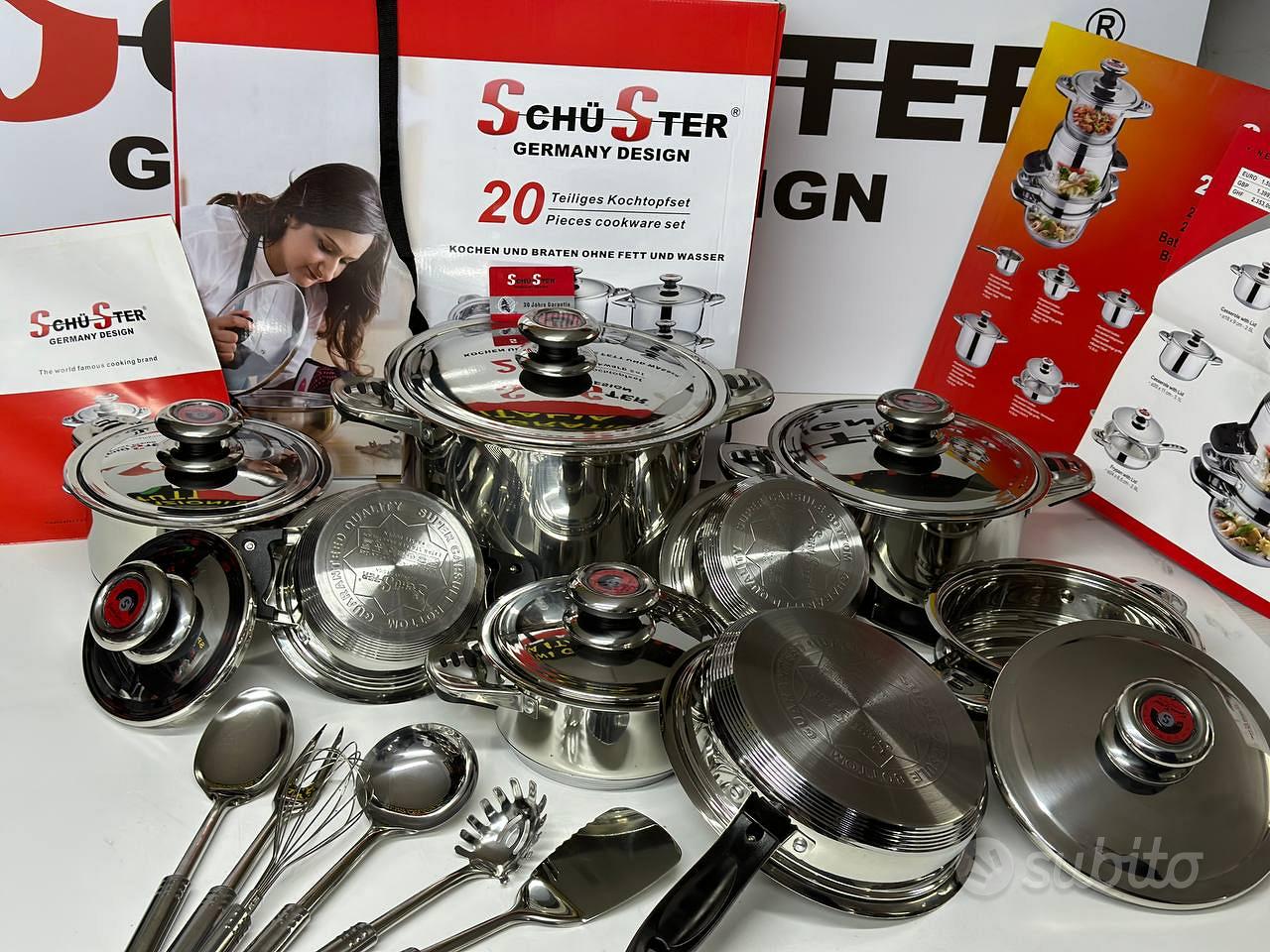 Set Batteria Di Pentole Da 12 Pezzi Padelle In Acciaio Inox Cucina Schuster  